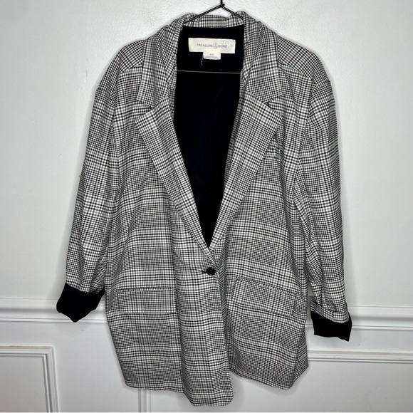 Treasure & Bond Mara Houndstooth Plaid Blazer Womens XXL - Picture 1 of 6